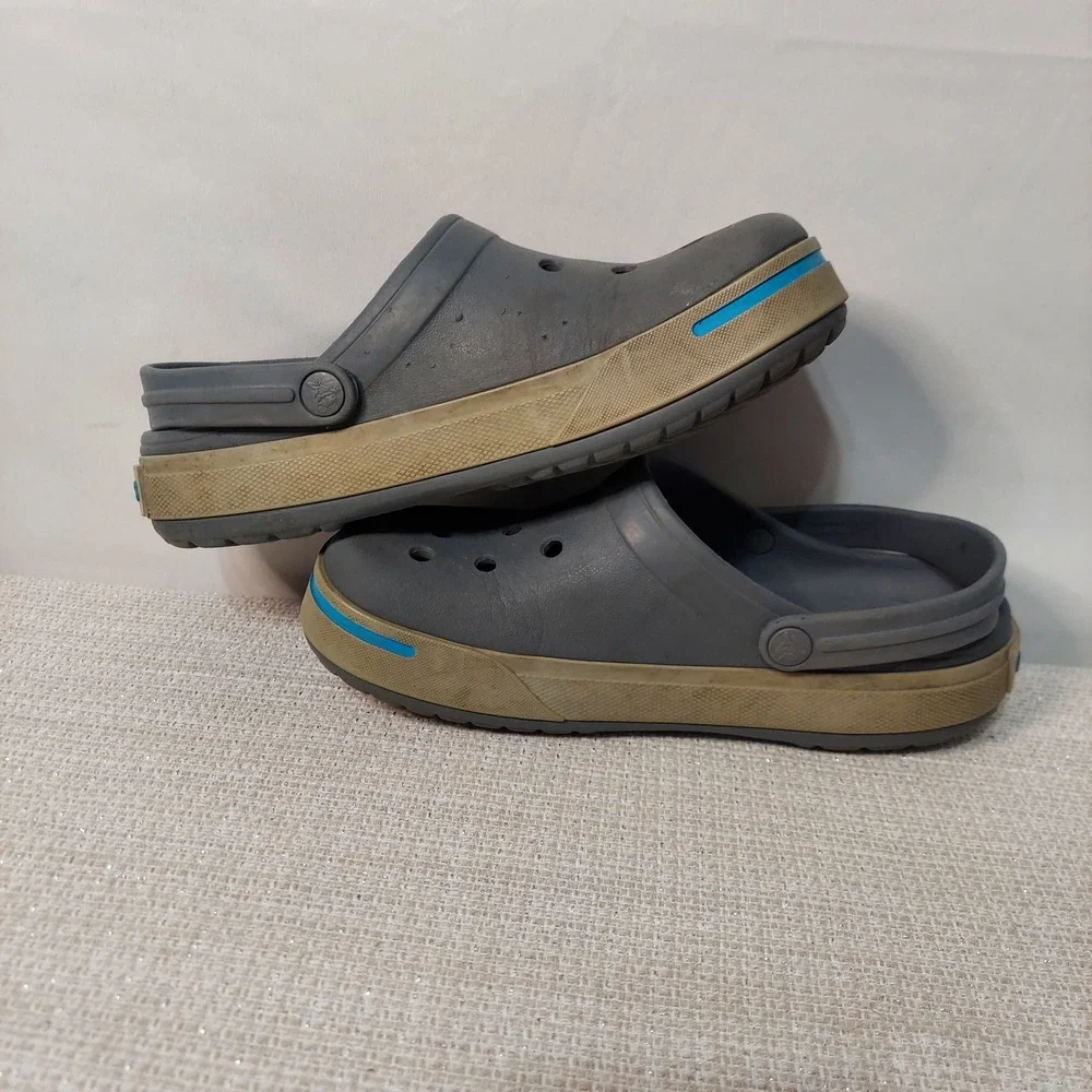Crocs‎ Crocband Clogs Charcoal Grey Khaki Blue Mens 6 Womens 8 11989